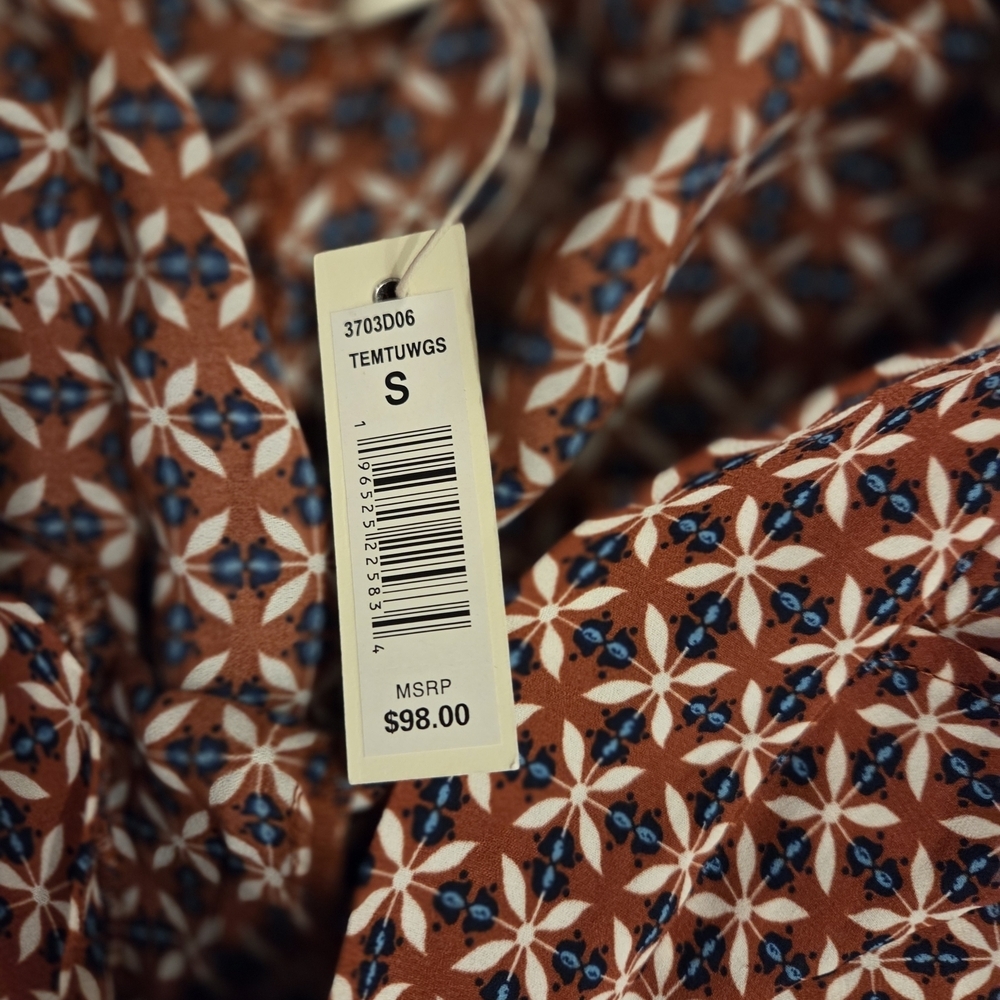 NWT Madewell Brown Geometric Wide-Leg Pants - Picture 2 of 5